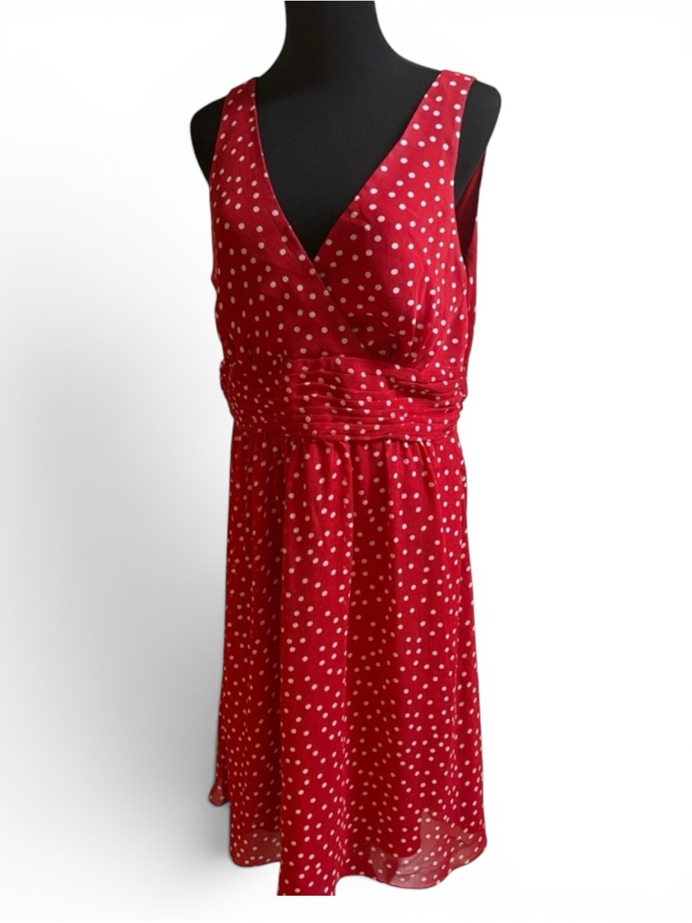 George Retro Vintage Inspired Vibrant Red White Polka Dot Classic Dress 14 NWT’s